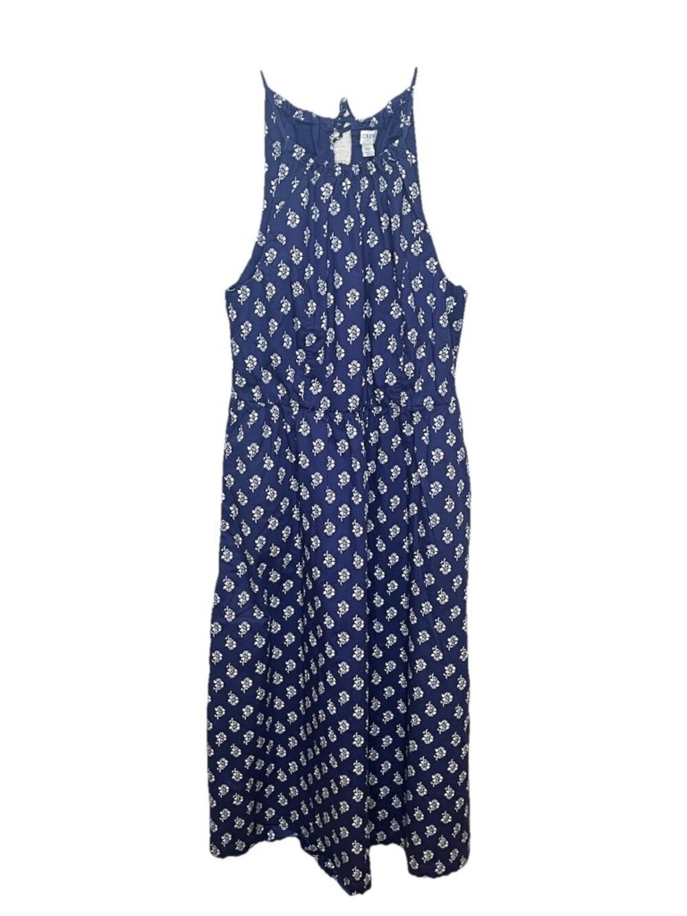 J Crew Blue White Floral Midi Dress 10 Sleeveless Cotton Coastal Grandma Preppy